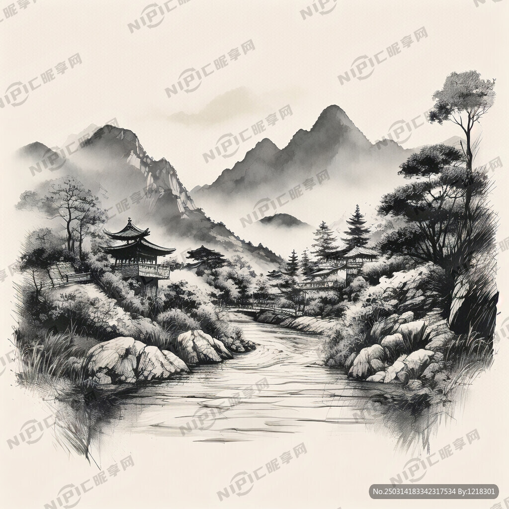 茶山用线描的方式画出来