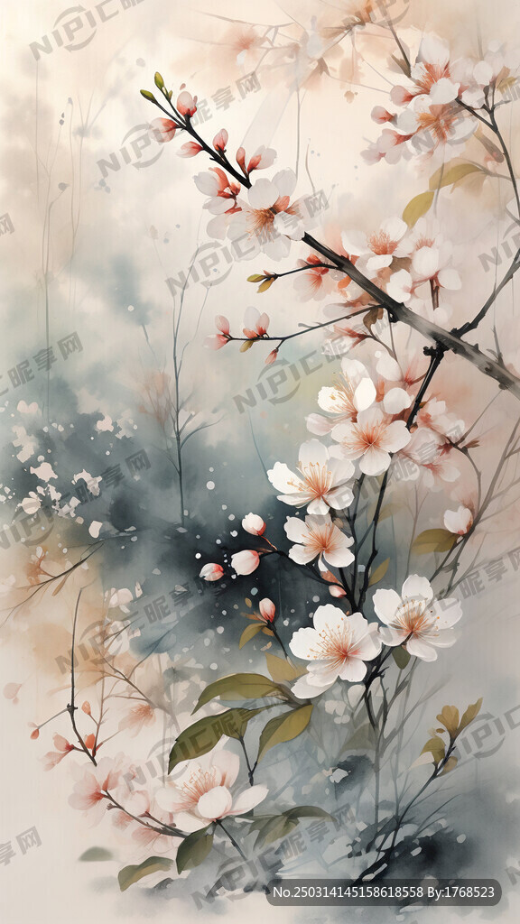 春天枝叶花朵组成一个春分的样子