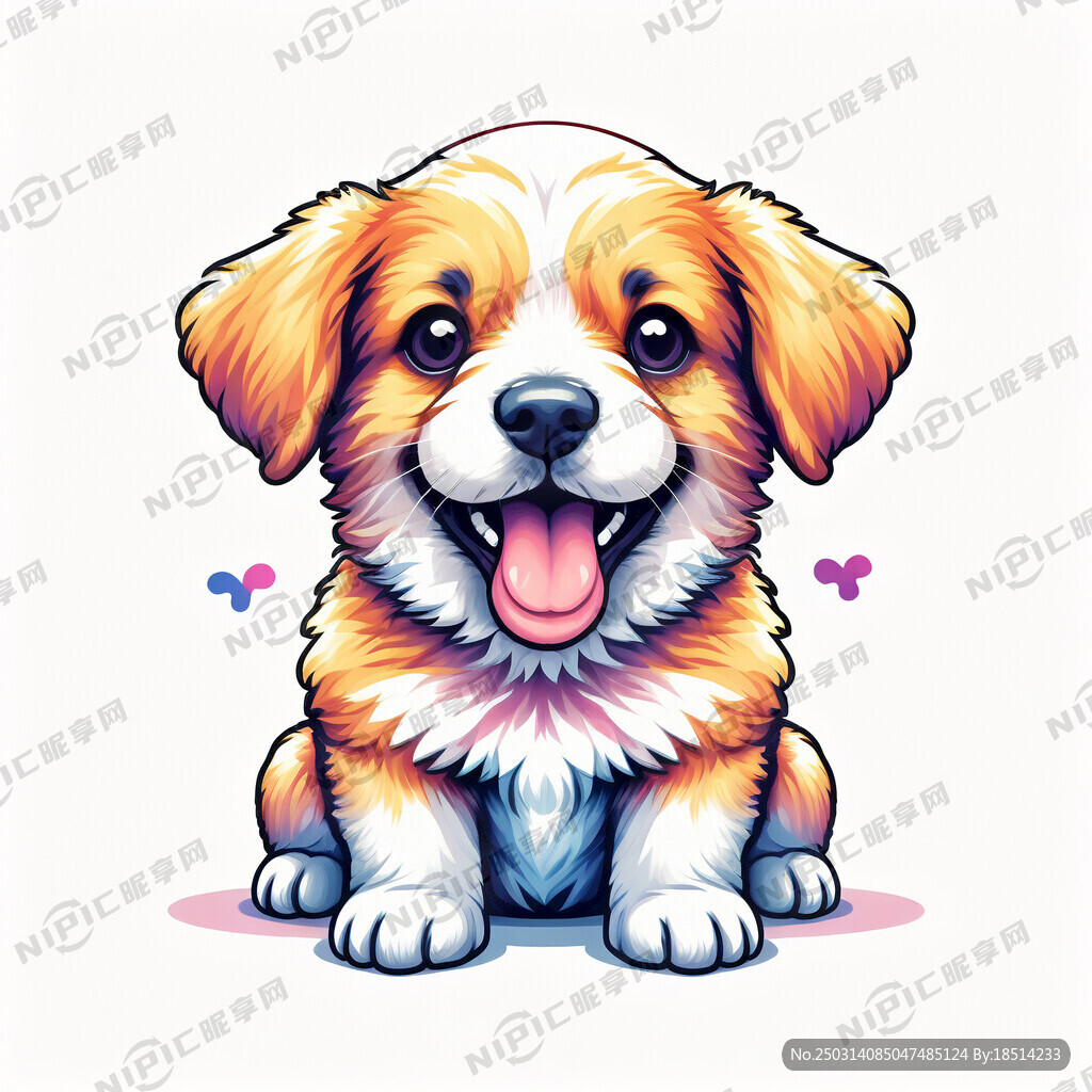 小狗头像 可爱 吐着舌头 插画