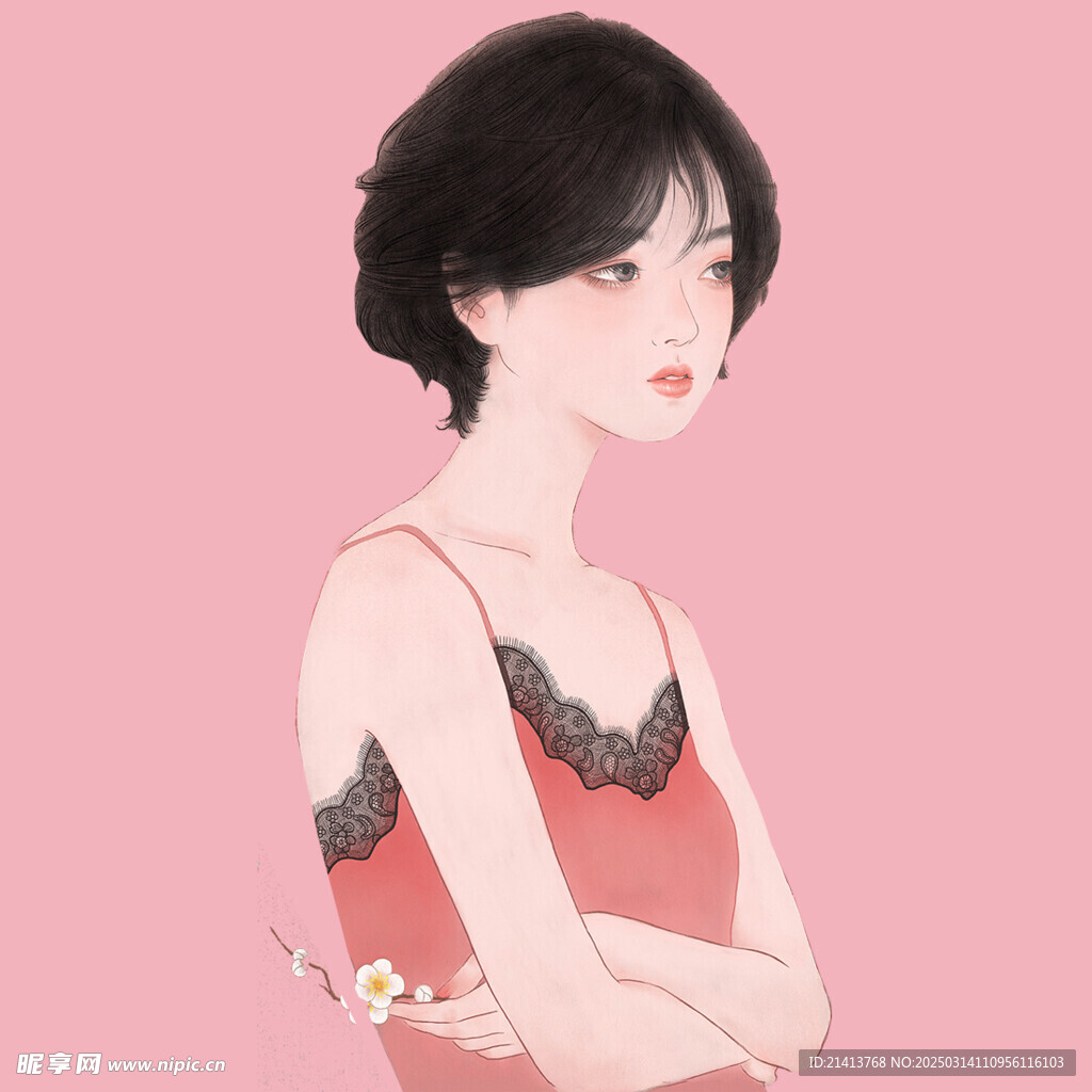 手绘吊带女孩