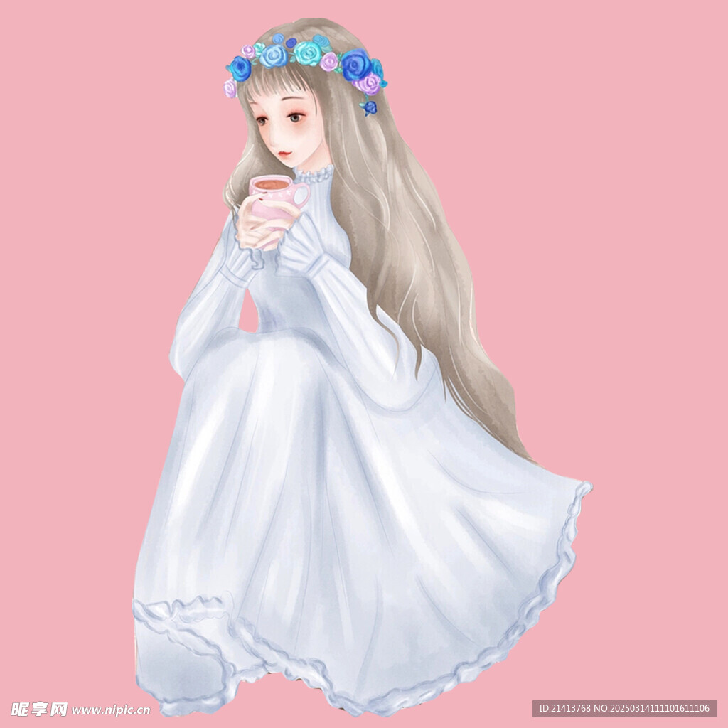 手绘女孩女人