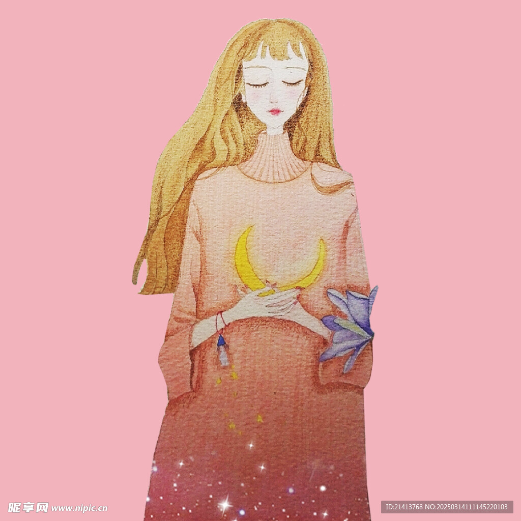 手绘女孩女人
