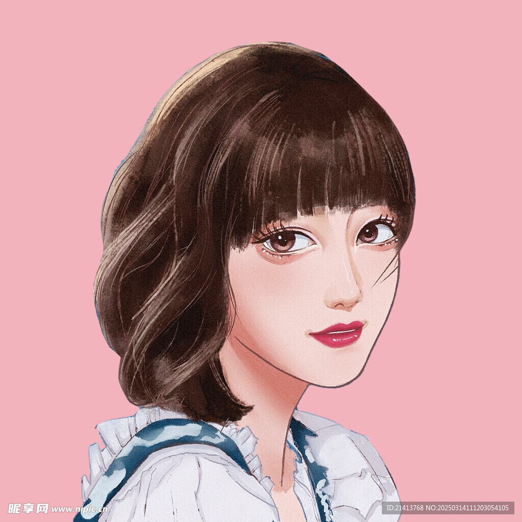 手绘短发女孩