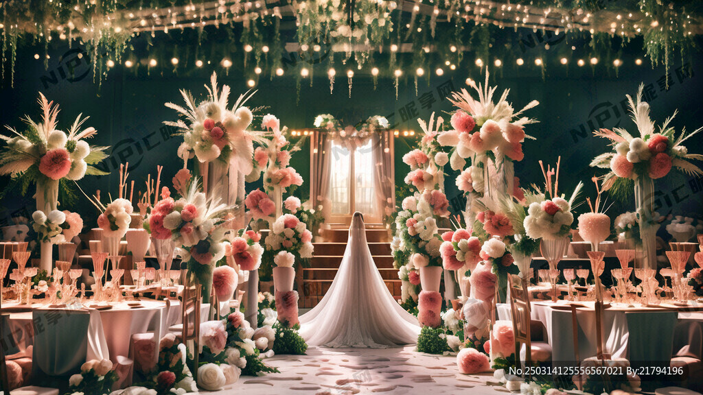 白色粉色绿色系婚礼