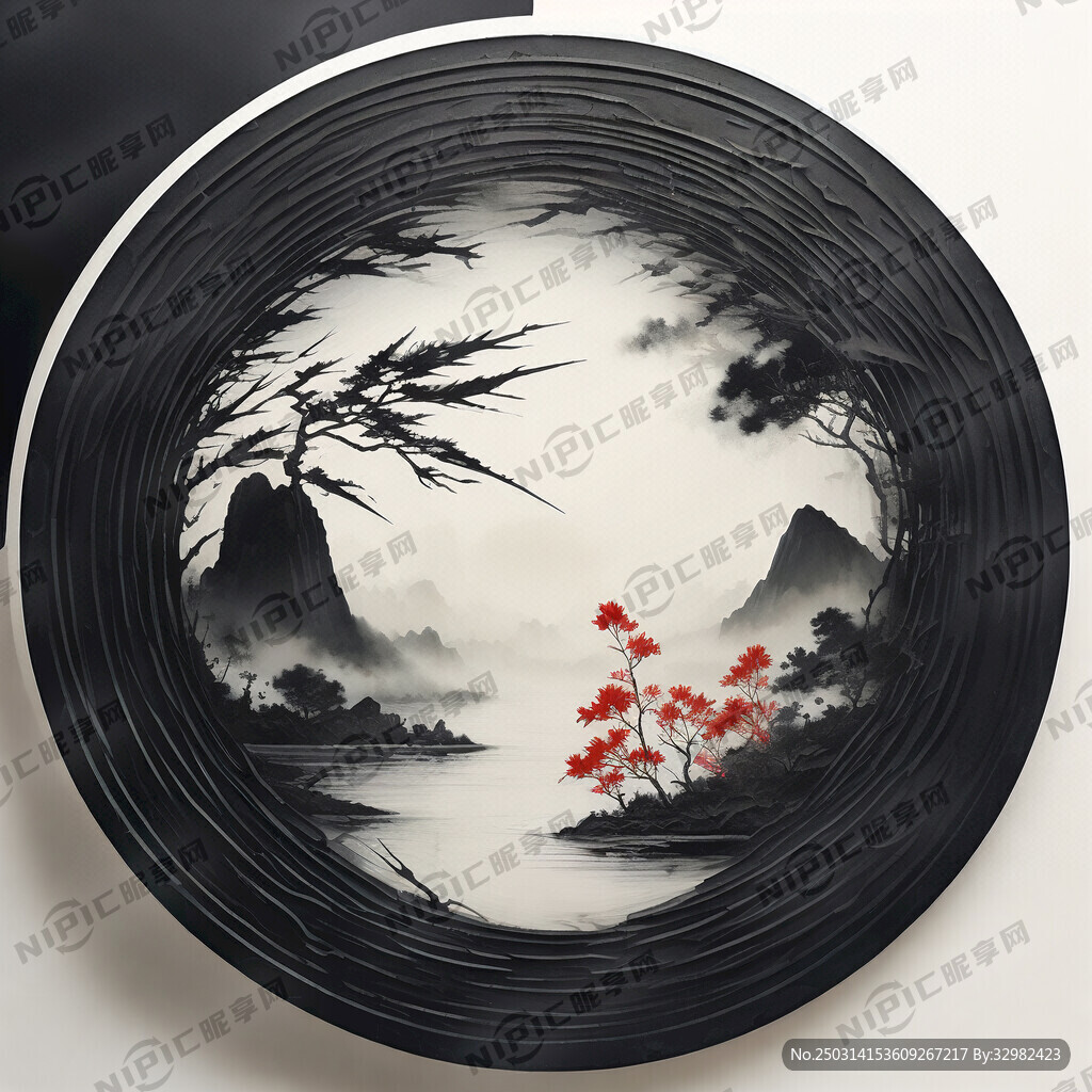 背景层 青灰渐变水墨山水