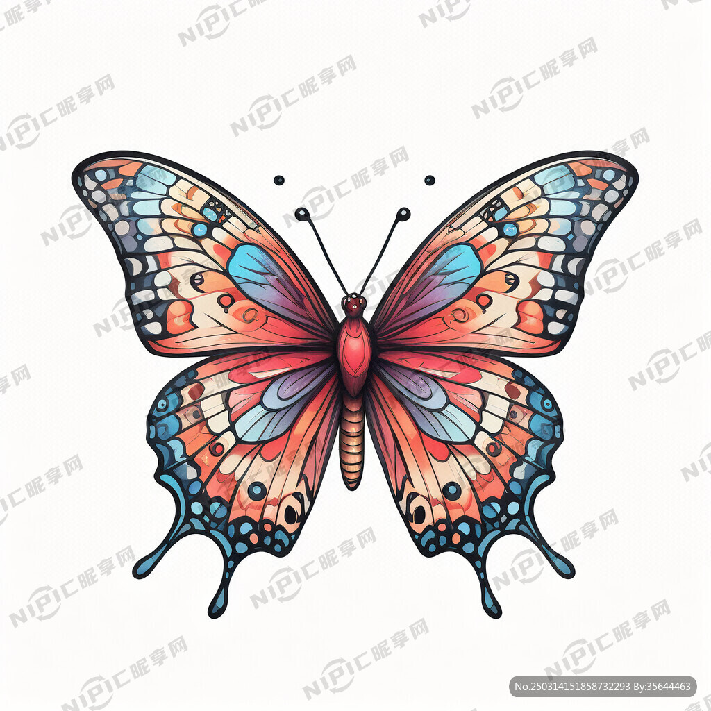 手绘 卡通 漂亮 蝴蝶