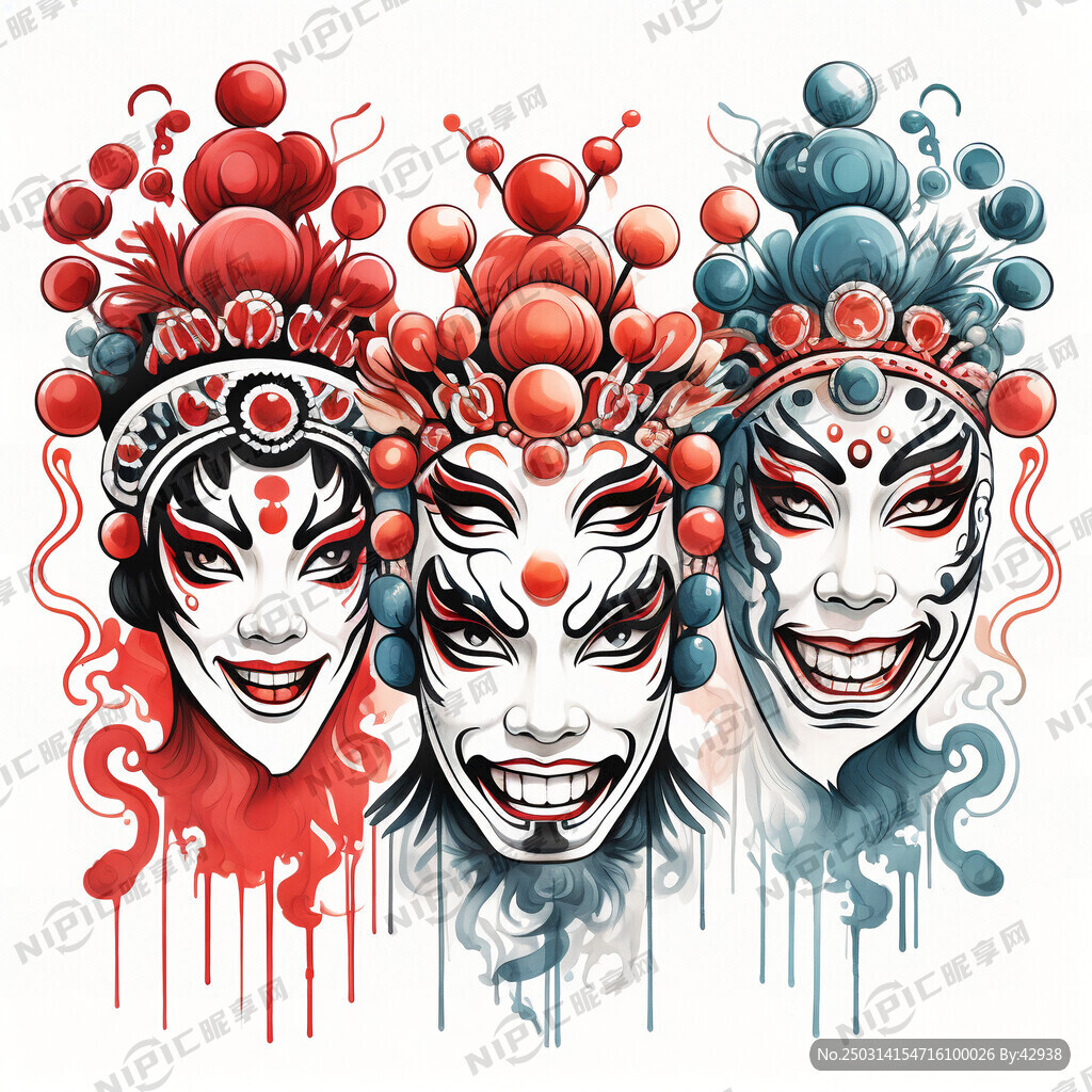 京剧 每一个脸谱团填充满画面