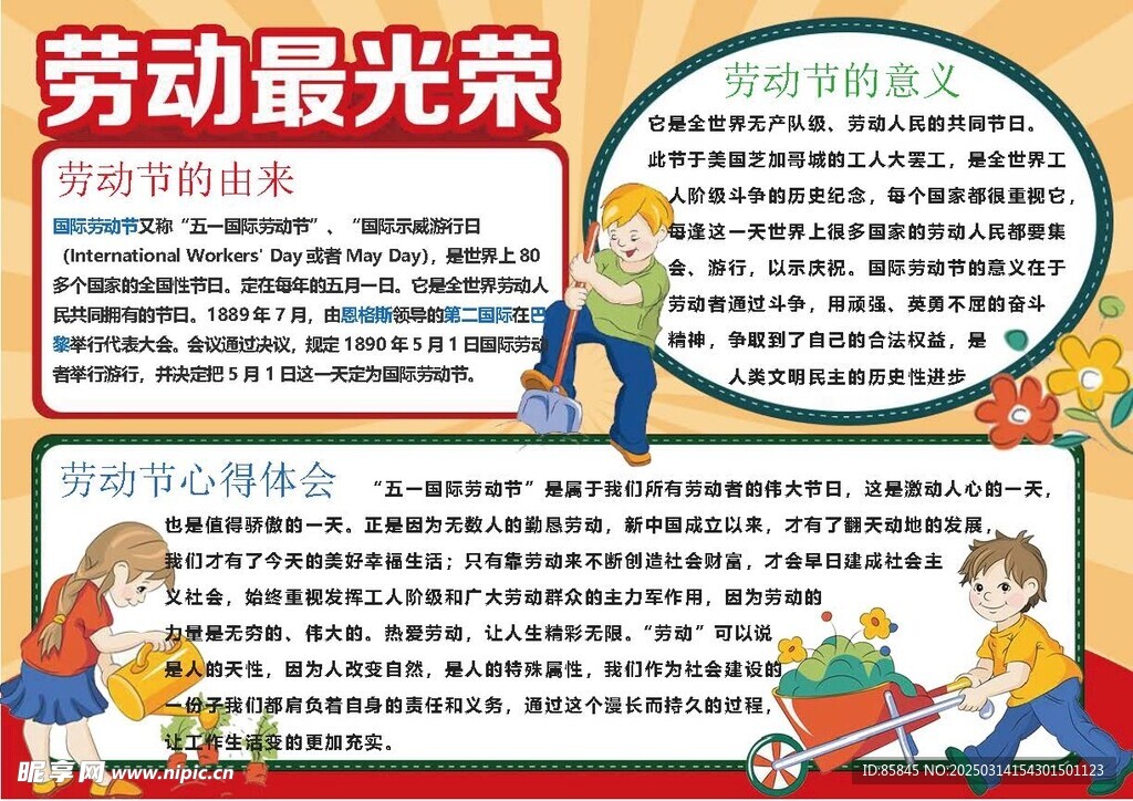 五一 劳动节手抄报