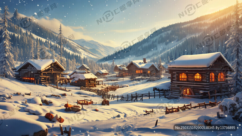 雪景 木屋  玉米 辣椒