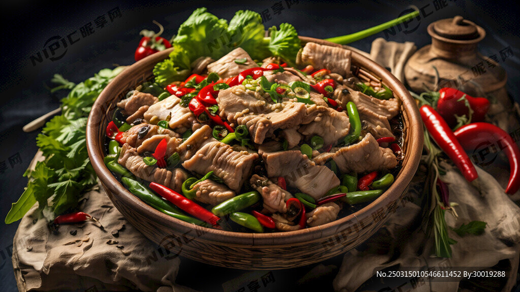 土家背篓 辣椒 蔬菜 猪肉