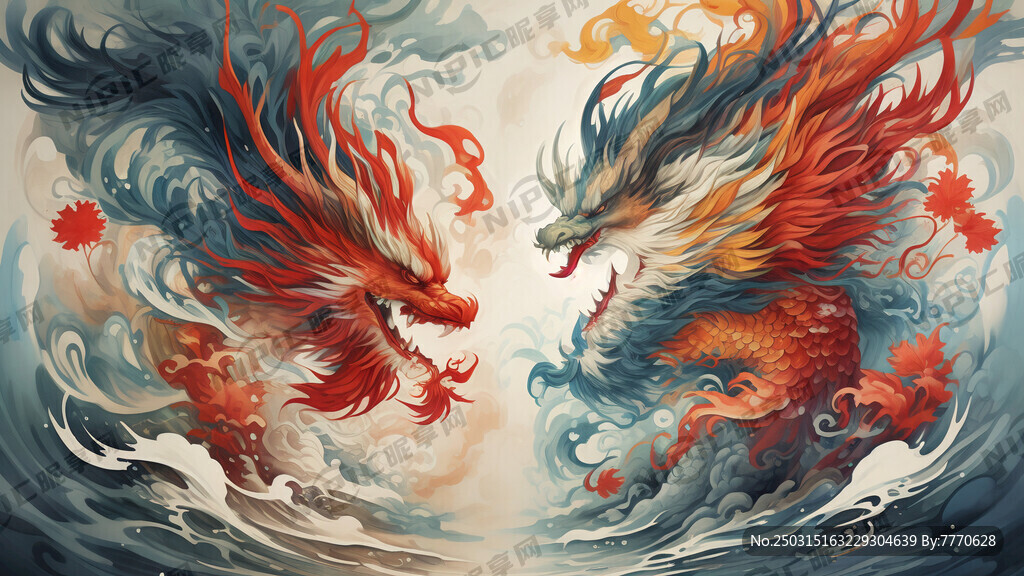 龙凤呈祥 国潮风格 高画质