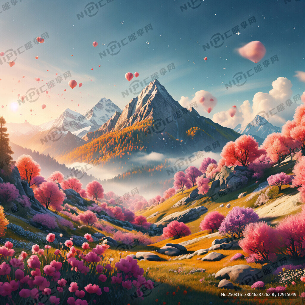 暖春山景