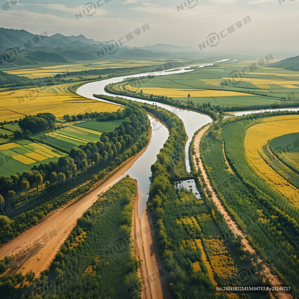 远望照片 黄河古道农田 绿地