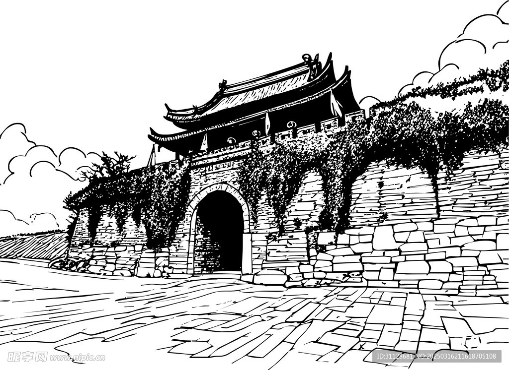 宾阳门线描