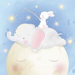  梦幻可爱卡通动物插画