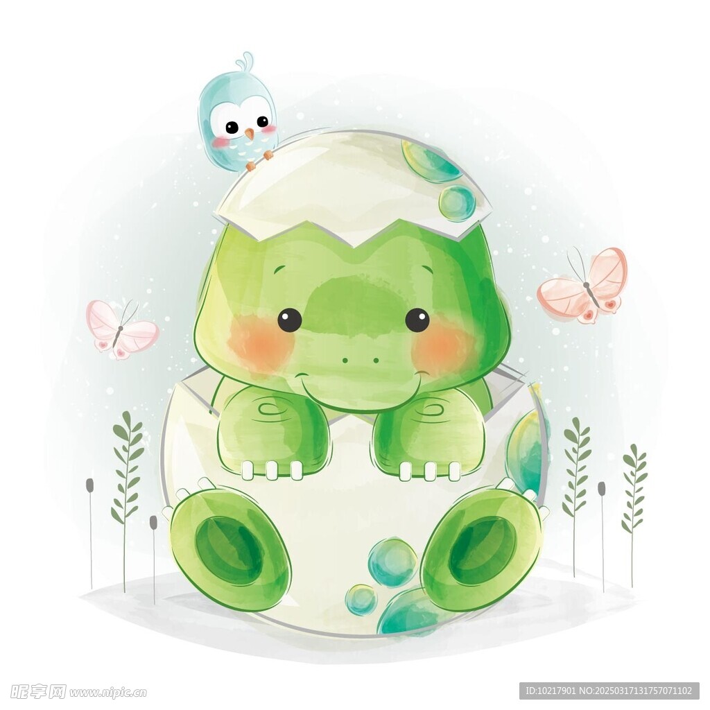 梦幻可爱卡通动物插画