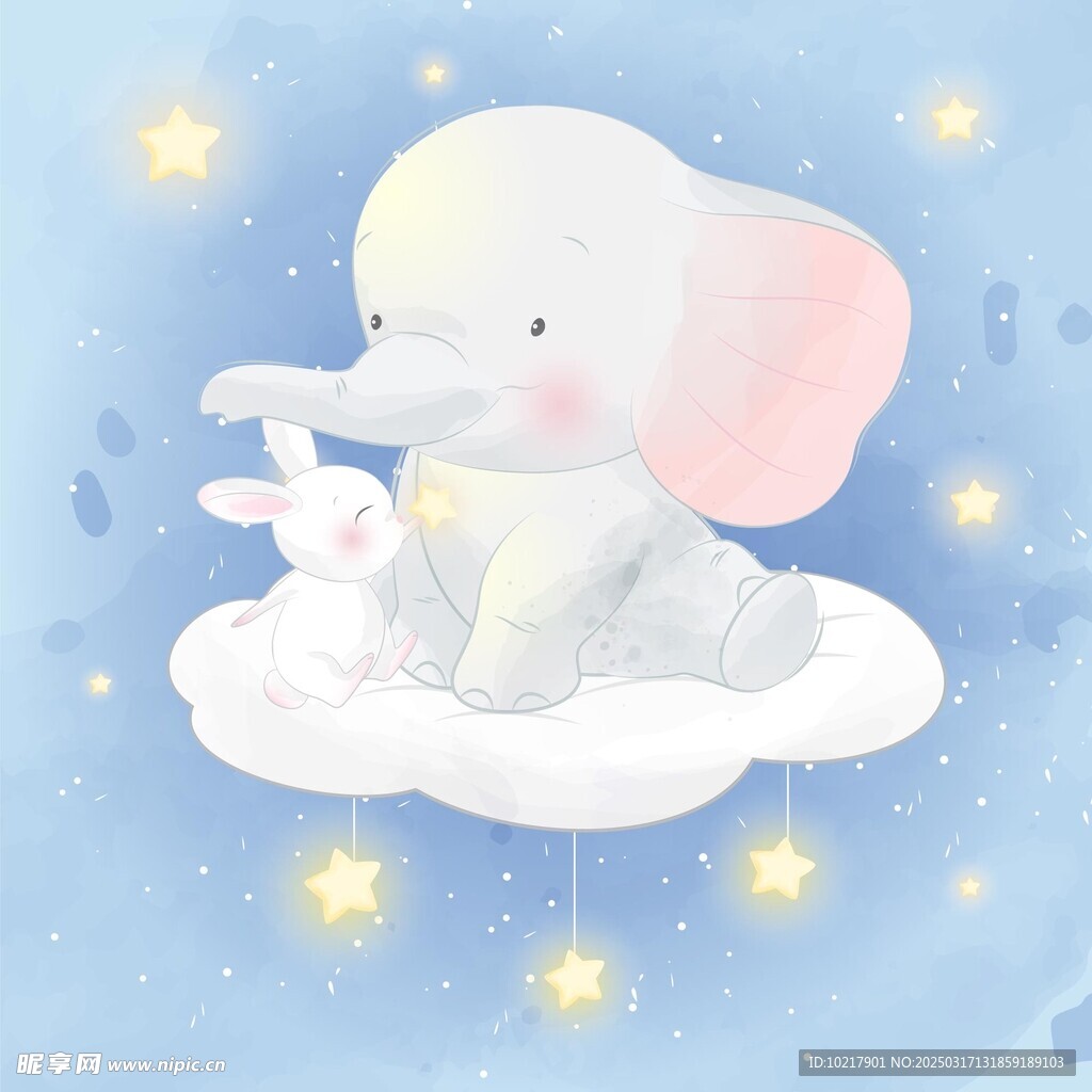  梦幻可爱卡通动物插画