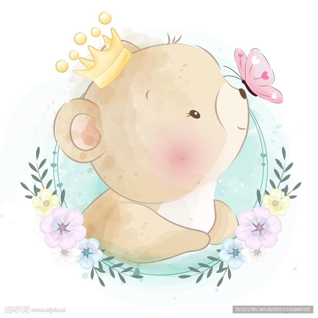  梦幻可爱卡通动物插画