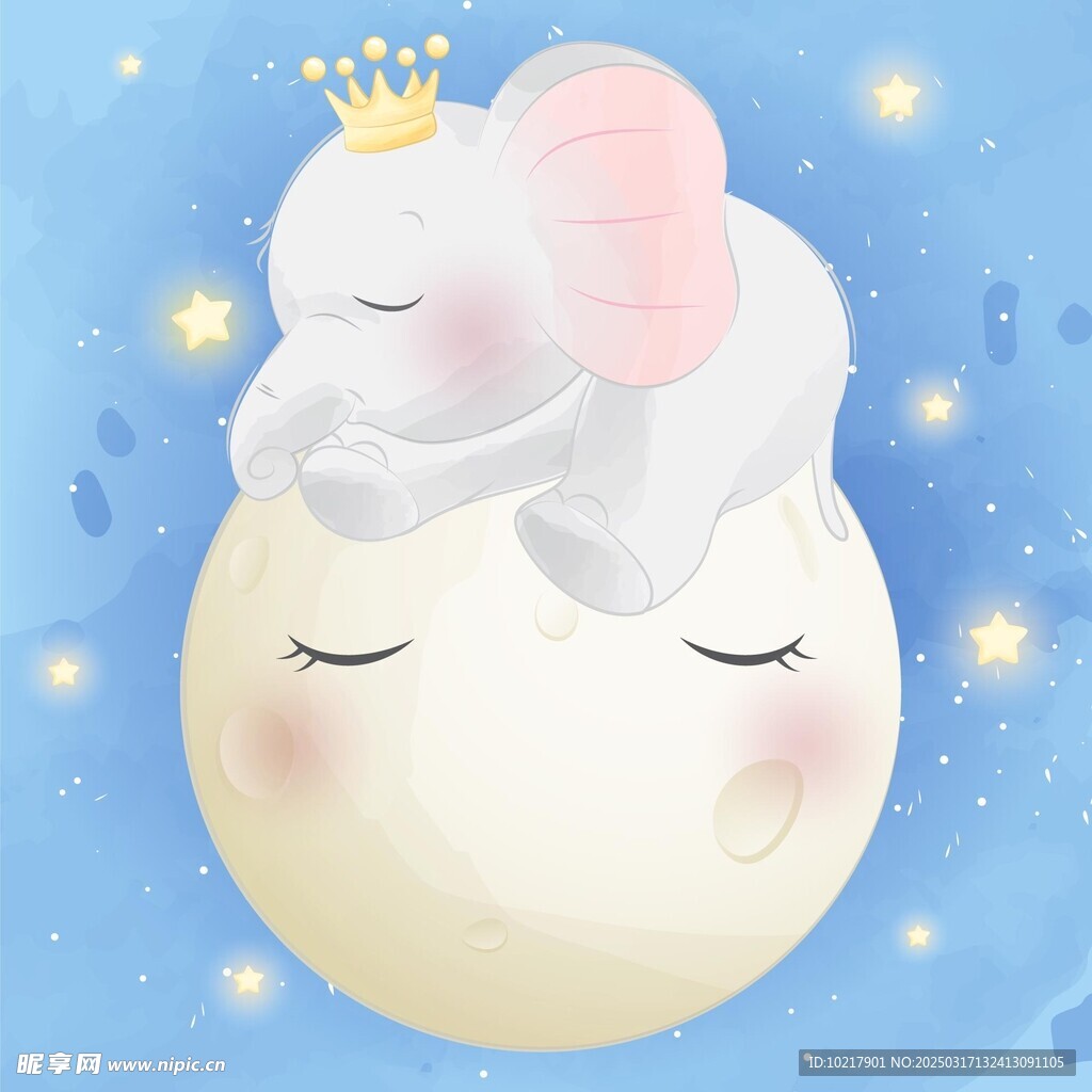  梦幻可爱卡通动物插画