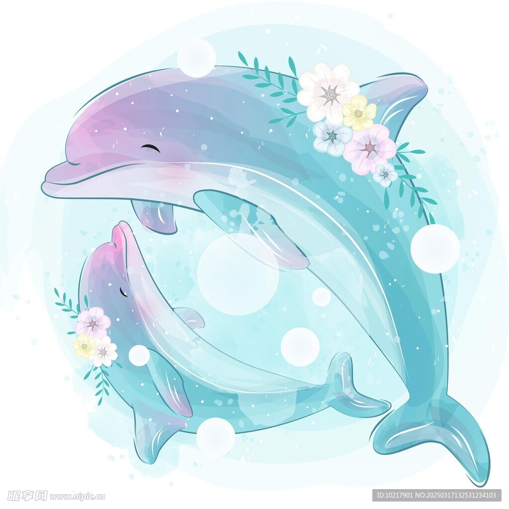  梦幻可爱卡通动物插画