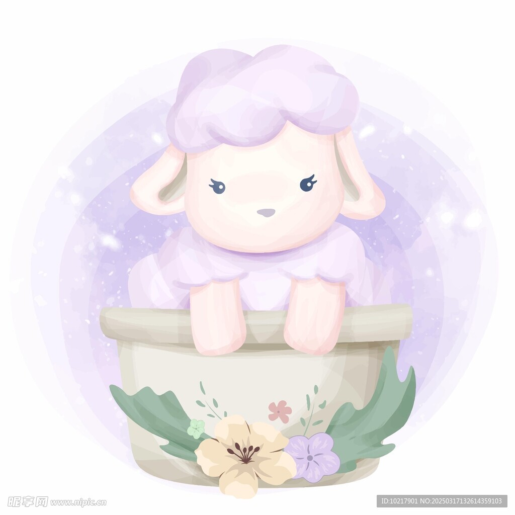 梦幻可爱卡通动物插画
