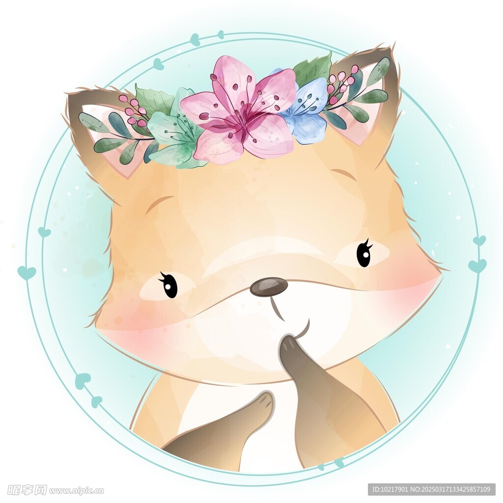  梦幻可爱卡通动物插画