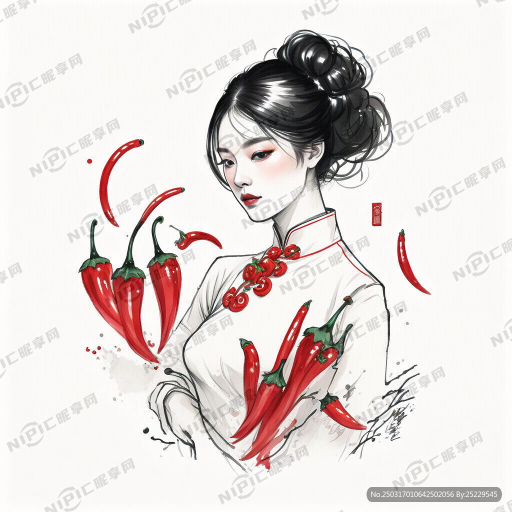 简笔画 一个穿着旗袍的女人