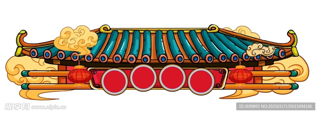集市古建筑透明png