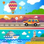 卡通风景画插画