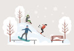滑雪人物插画