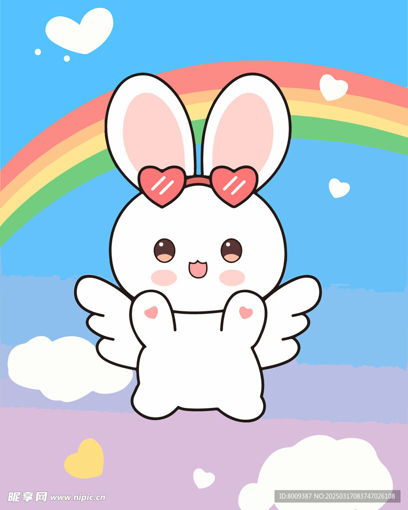 可爱小兔子天使插画