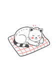 可爱睡觉的小猫咪插画