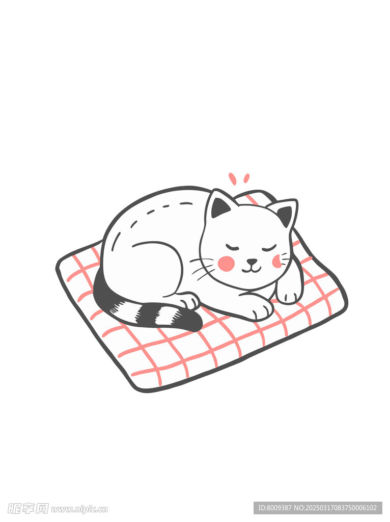 可爱睡觉的小猫咪插画