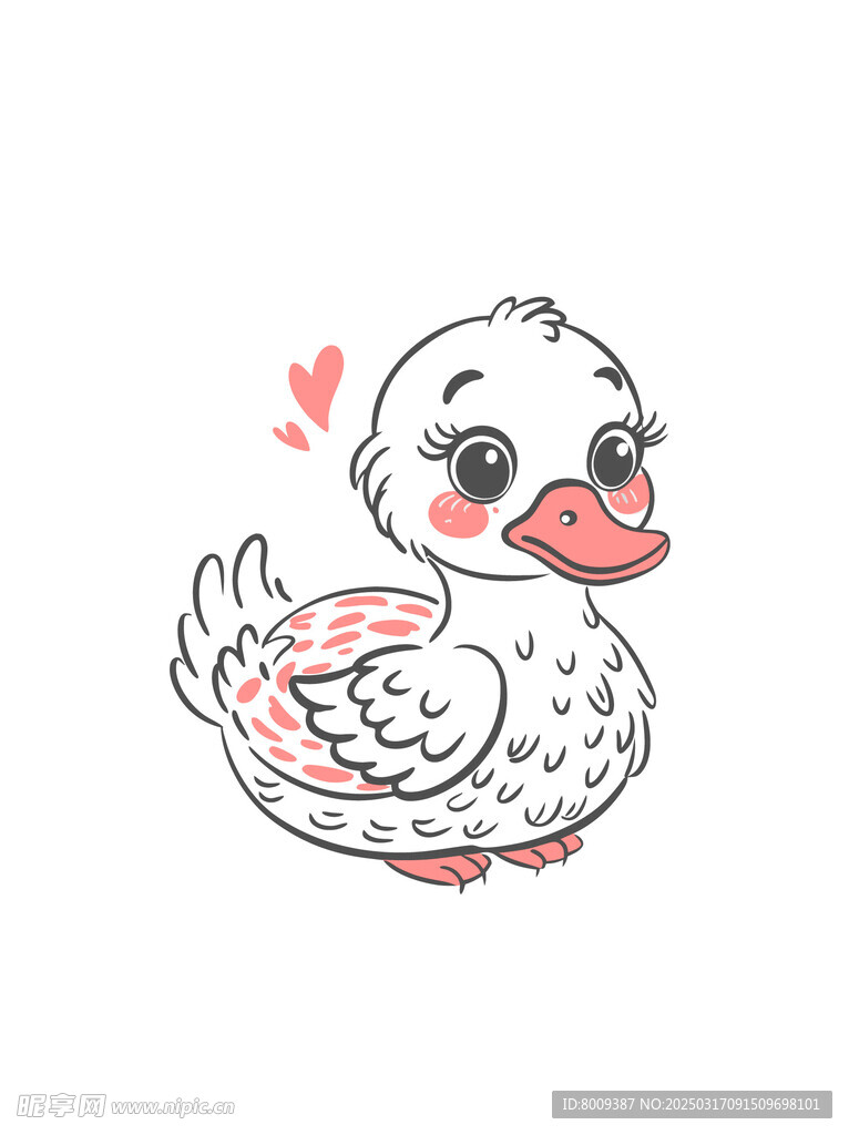 线描可爱小鸭子插画