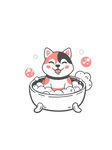 可爱二哈洗澡插画