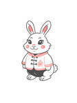 线描中国风兔子插画