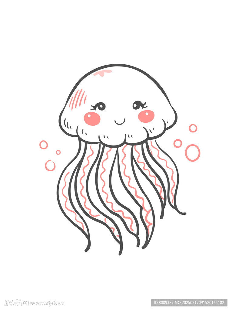 线描可爱水母插画