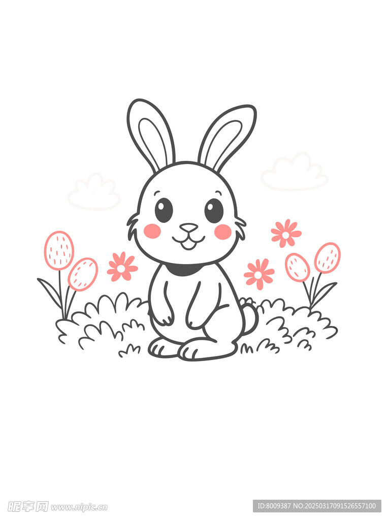 素描可爱兔子插画