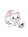 线描可爱玩耍猫咪插画