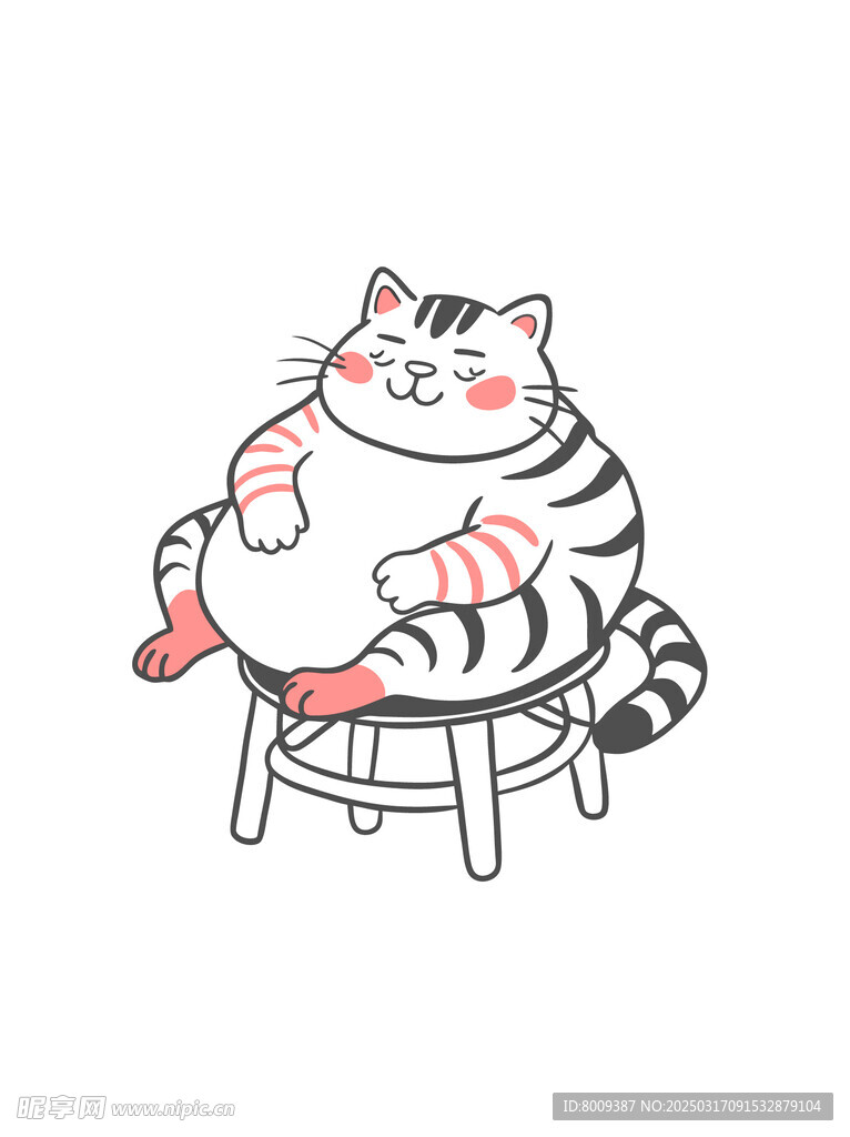 可爱卡通胖猫咪插画