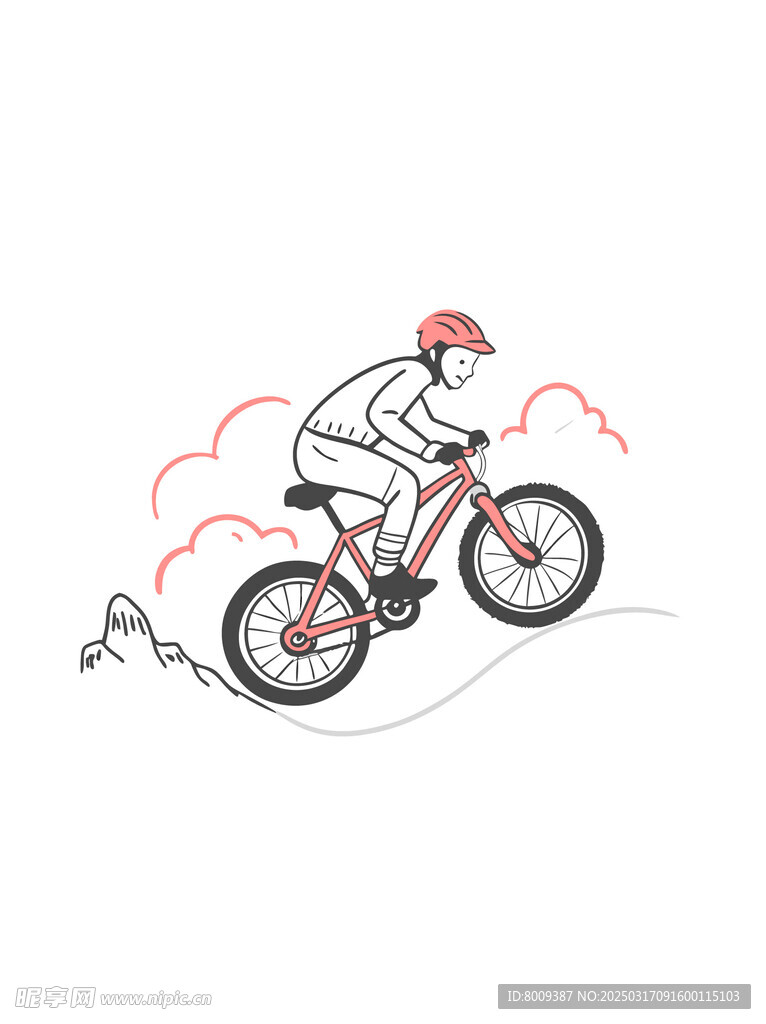  骑行登山车插画