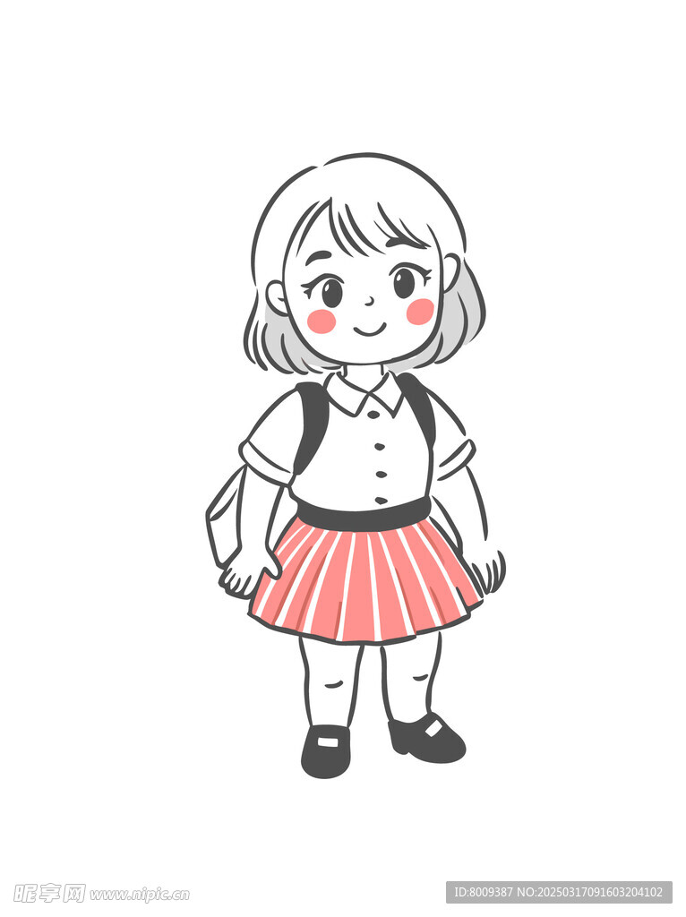 线描小学生插画