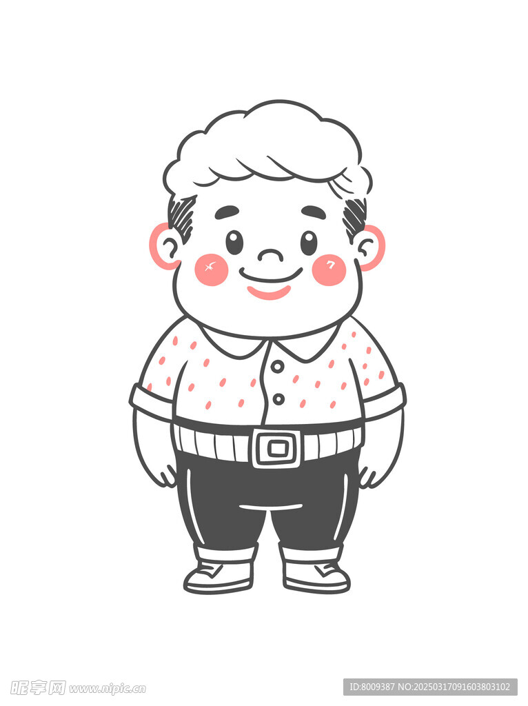 线描男孩插画