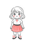 可爱卡通线描小女孩插画