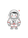 线描素描宇航员插画