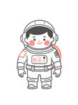 线描卡通宇航员插画