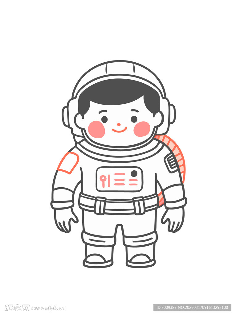 线描卡通宇航员插画