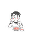 吃饭的小男孩插画
