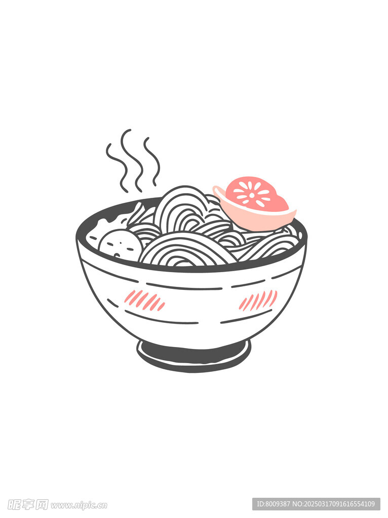 线描拉面插画