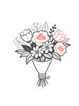线描鲜花花束矢量插画
